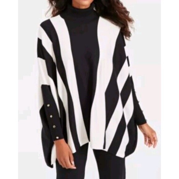 JM Collection Women's Printed Poncho Turtleneck Sweater Size 2X - Picture 1 of 9